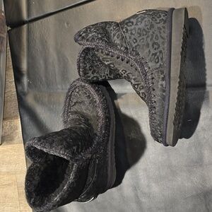 Mou leopard wedge boots